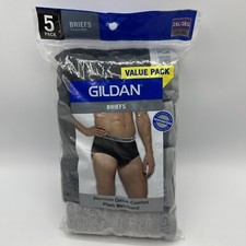 Gildan Briefs Mens 2XL 44-46 Gray Black Cotton Underwear 5 Pack