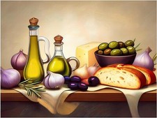 Tile Mural Still Life Rustic Country Breakfast Kitchen Backsplash Marble Ceramic