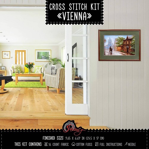Altstadt Landschaft Kreuzstichpackung "Nebeltag" DIY Stadt Stickpackung - Bild 8 von 9