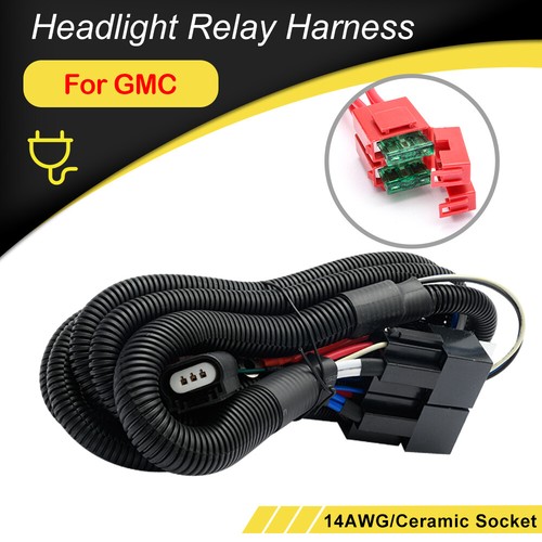 LED Headlight Booster 9008 H13 Relay Wiring Harness Kit for 2007-2014 GMC Yukon