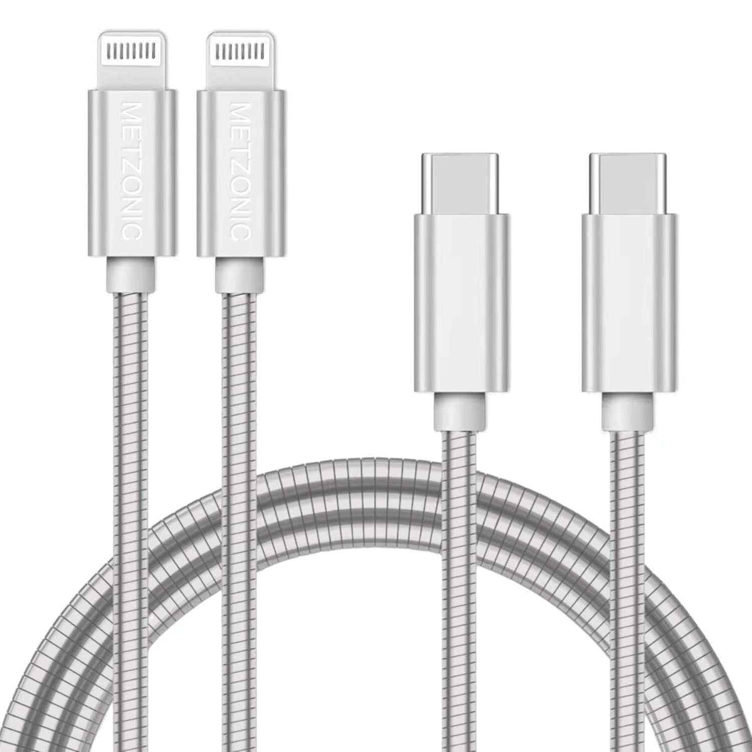 Mfi Certified Lightning Cable 2 Pack 6.6 Feet Metal Braided Type C To Lightnin-image