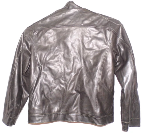 Coat Vintage  Decoded Black Vegan Leather Men's Jacket Lined Biker style Large image 8