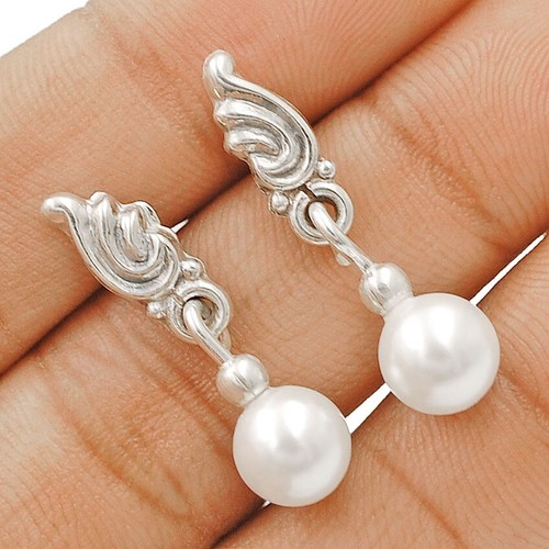 Natural Fresh Water Pearl 925 Solid Sterling Silver Earrings Jewelry - Picture 2 of 2
