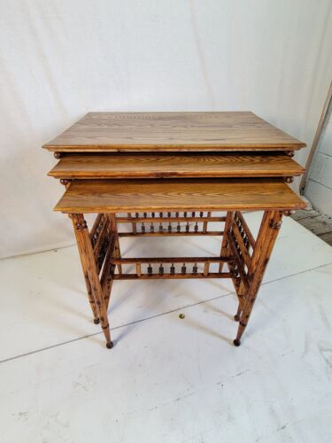19th Century Victorian Chestnut Stacking Ball Nesting Table Set