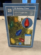 Holiday Time 25 Count LED C7 Lights Multicolor Green Wire 14 Ft Christmas