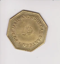 POST MAIL AND JOURNAL CANTEEN 1D.37MM.VERY RARE.HIGH GRADE.CHECK/TOKEN.ZZ24