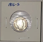 1916-S Barber Silver Dime 10 Cent Coin