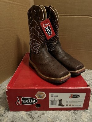 NWT Men Justin SE4835 11.5 D Ost Print Burgundy Composite Square Toe Waterproof