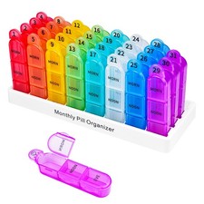 BPA Free Pill Organiser 3 Times a Day Monthly 31-Day Pill Box 32 Compartments