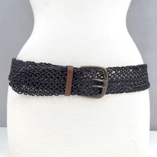 Womens Wide Leather Braided Belt Brown Antique Buckle Coastal Cowgirl Boho XL