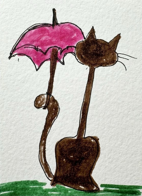 Original ACEO Painting Cat Miniature Art Card By Carole Collins M15