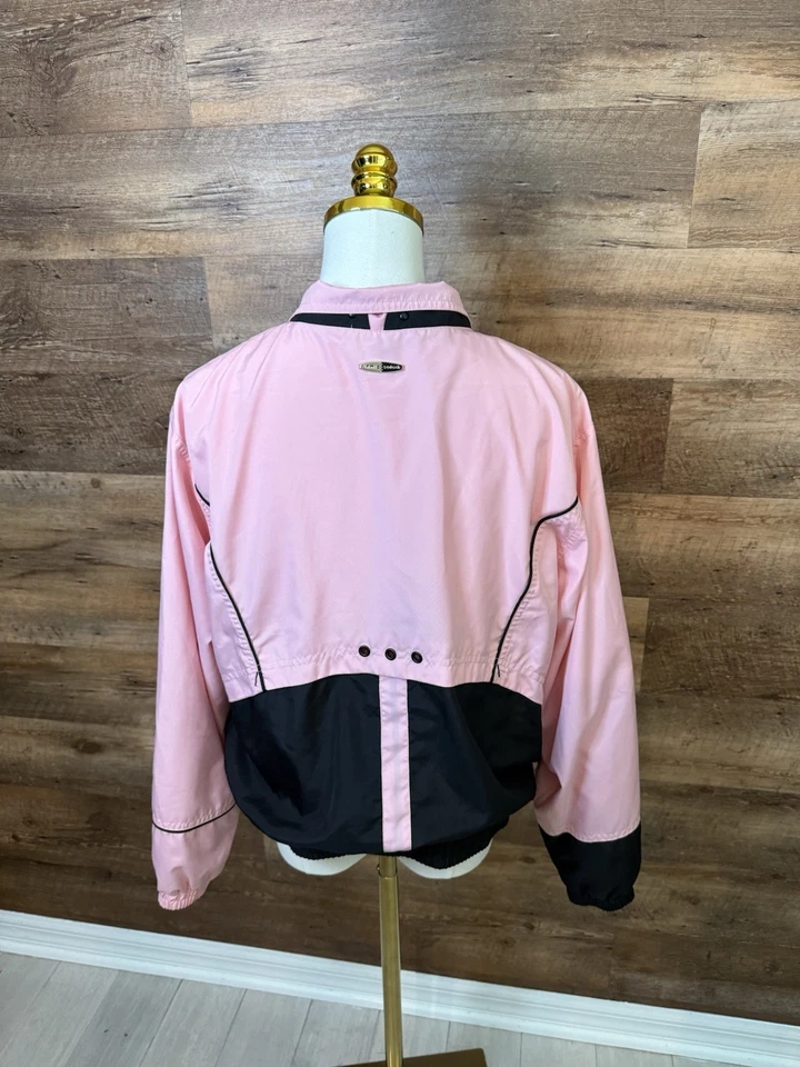 Chaqueta cortavientos vintage Jamie Sadock rosa y negra - mediana para mujer Foto 3 de 4