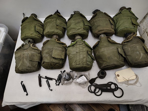 Military Issued 1 QT OD Green Canteen Lot