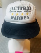 Vintage Alcatraz Warden Trucker Hat SNO-CAP Mesh Snapback Prison Souvenir