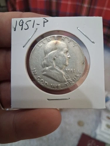 1951-p Franklin half dollar circulated , good condition Under Melt Price