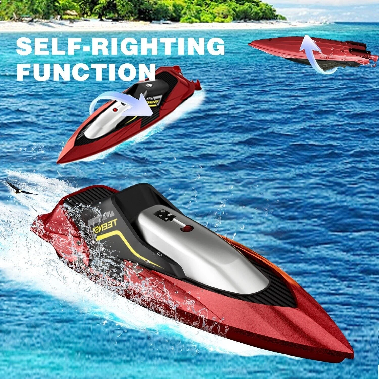 S5 RC boat self-righting capsize recovery function