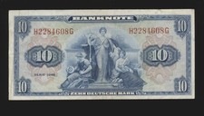 BDL  10 DM  1948  Banknote   Deutsche Mark  Serie = H 2284608 G  ( 821