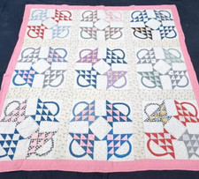 Vintage Beautiful Quilt Different Pieces Hand Woven size 67x64inches