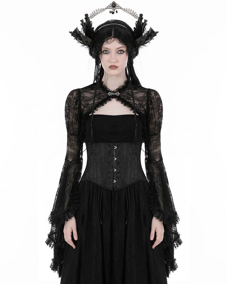 Dark In Love Womens Elegant Gothic Lace Bolero Shrug - Image 3 of 4