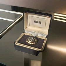 Vintage Swank Tie Tack with Checkered Inlay – Gold-Tone – Original Box