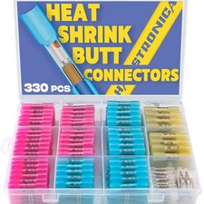 330PCS Heat Shrink Butt Connectors-Marine Grade Waterproof Electrical Crimp W...