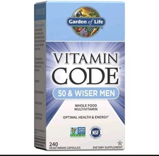 Garden of Life Vitamin Code 50 & Wiser Men Raw Whole Food Multivitamin 240 caps