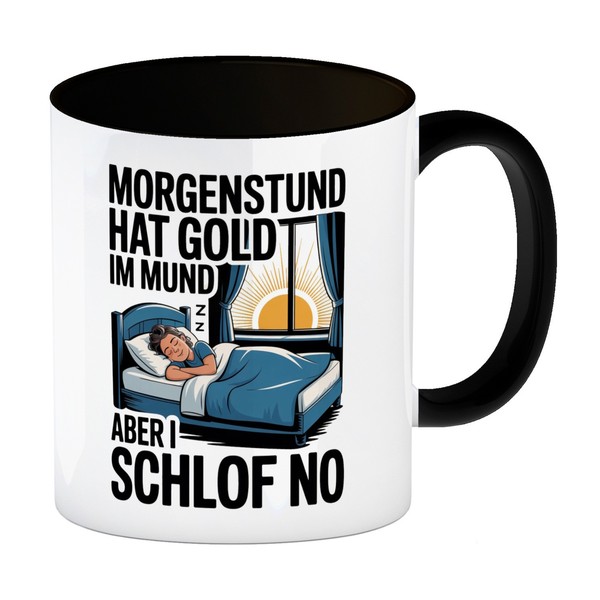 Morgenstund Hat Gold Im Mund, I Schlof No Kaffeebecher In Schwarz Schlafende-image