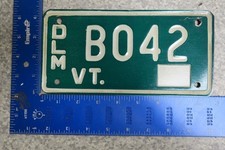 Vermont LIcense Plate 1969 Dealer Motorcycle MC Tag VT DLM B042 Rare Type