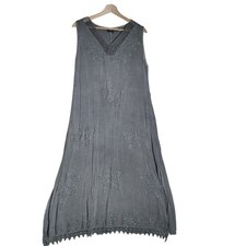 R.S. Fashions Gray Boho Hippie Maxi Tank Dress Woman's Size Large 