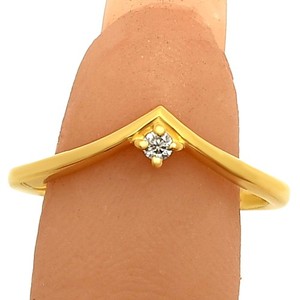 Authentic 18K Gold Plated V-Shaped Gemstone Ring – Minimalist Stacking Band TGR1038