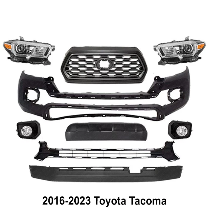 Front Bumper Cover & Grille Assembly & Headlights For 2016-2023 Toyota Tacoma Foto 2 de 4