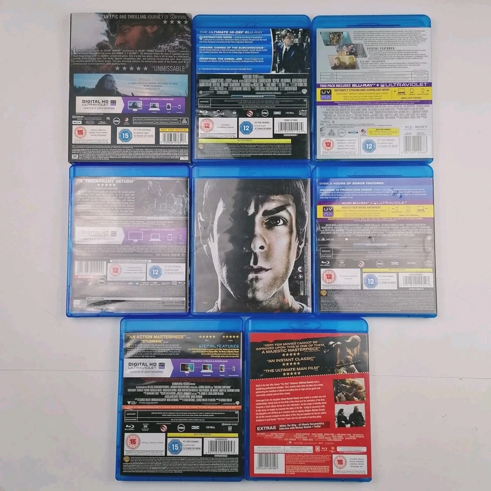 Blu-ray Lot Mixed Films 8 Movies Inception Terminator Star Trek Hobbit Mad Max - Image 2 of 4