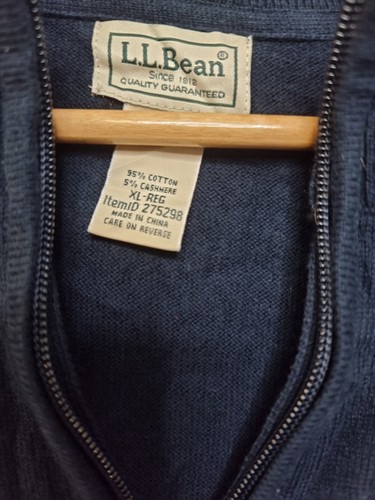 vintage l.l.bean jumper mens size xl extra large blue 1/4 zip cashmere blend - Picture 7 of 13