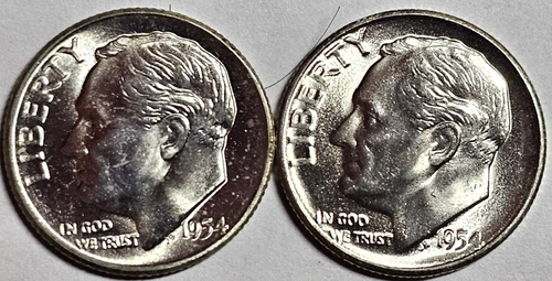 1954 1954S Brilliant Uncirculated Silver Roosevelt Dimes (2 coins) Free Shipping