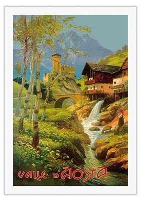 Aosta Valley (Valle D Aosta) Italy - Italian Alps - Vintage Travel Poster c.1950