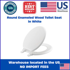 NEW Round Closed Front Enameled Wood Toilet Seat in White Durable  Wood Finish