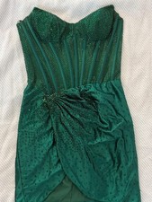 Sherri Hill 57431 corset tulip hem short hot fix stones green