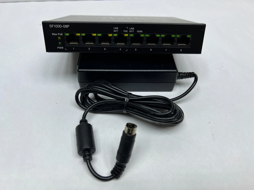 Cisco Small Business SF100D-08P V2 8 Port Unmanaged 10/100 PoE Desktop Switch - Image 3 of 4