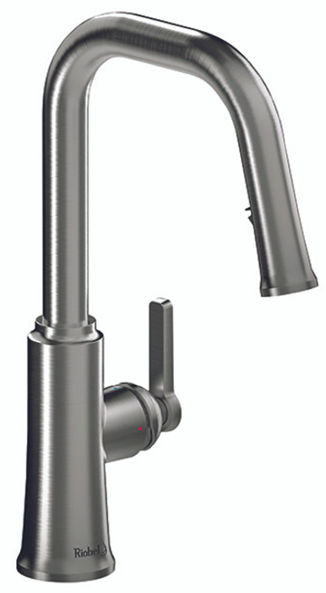 Riobel Trattoria Stainless Steel Kitchen Tap – Mixer with Pull-Down Square Spout