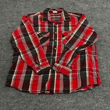 Five Brother Flannel Mens Size 2XL Red Black Plaid Heavy Cotton Made USA Shirt