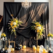 10ft x 15ft Black Backdrop Curtain 2 Panels Wrinkle Free Photo Studio