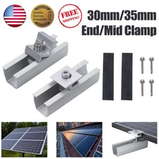 30mm/35mm Solar Panel Roof Mounting Rail Brackets Middle/End Clamp Fixing Kit