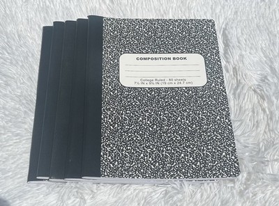 College Ruled Composition Notebook 7.5 x 9.75 Inch 80 Sheets Pack of 6 Marble