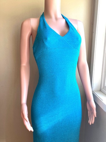 Vintage 70s Jody Maxi Gown 5 6 S Stretch Poly Sleeveless Halter Sparkle Disco - Picture 16 of 20