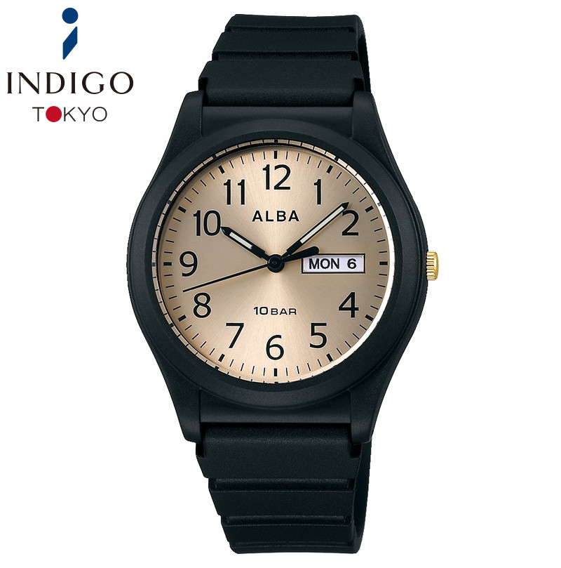 Quartz Plastic Analog Gold SEIKO Black Case Bronze Watch ALBA AQPJ412 - vintagewatches.pk