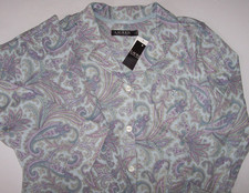 NWT Ralph Lauren AQUA BLUE/PURPLE PAISLEY Jersey Pajama/Lounge Set Women's L