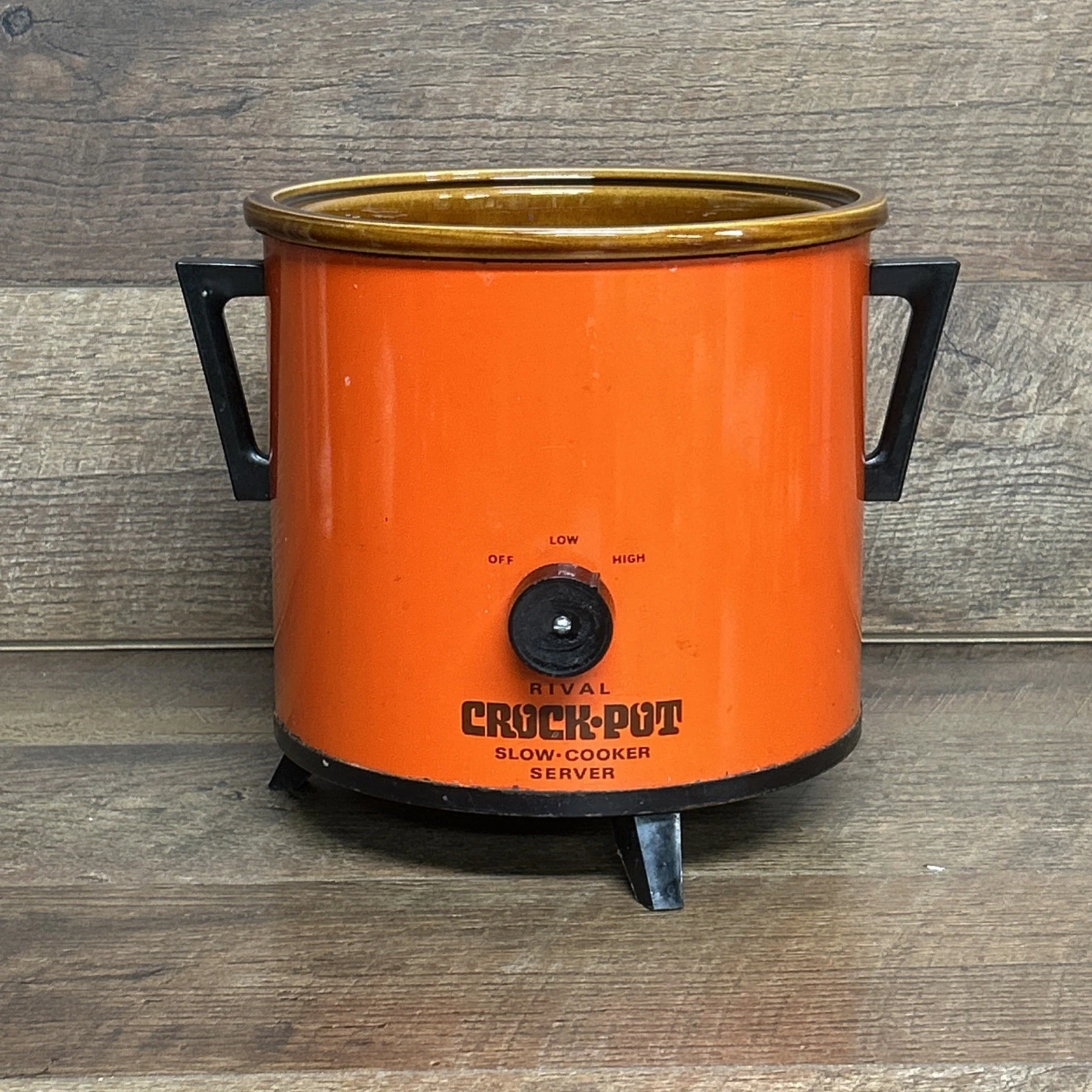 Vtg Rival Crock Pot 3.5 Quart Slow Cooker Red Flame Orange Model 3101/2 Tested
