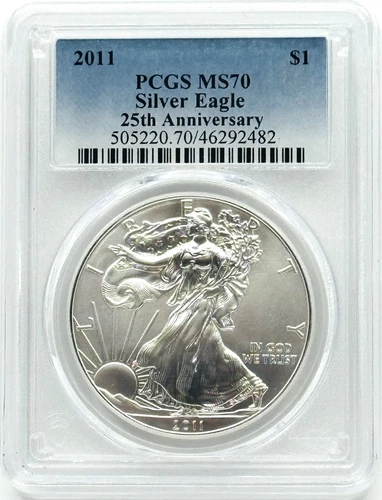 2011 SILVER EAGLE *25th Anniversary* PCGS MS70