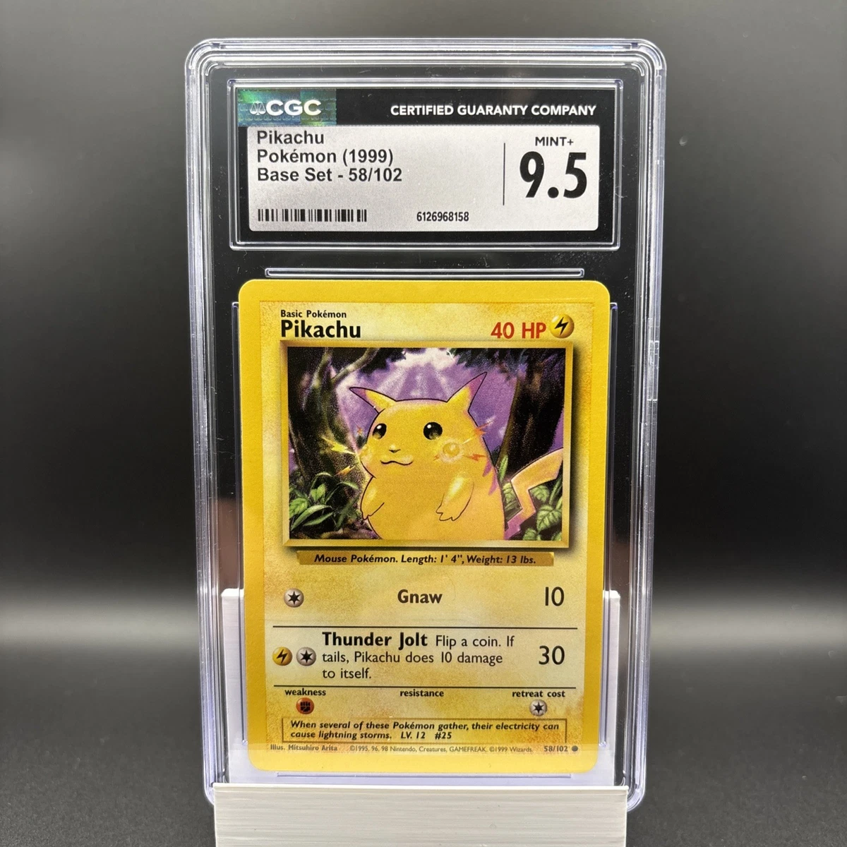 Pokémon TCG Base Set Pikachu Grade 9.5 Individual Collectible Card