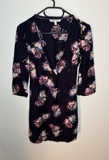 Fat Face Navy Blue Floral Wrap Dress with Pockets - Size 8